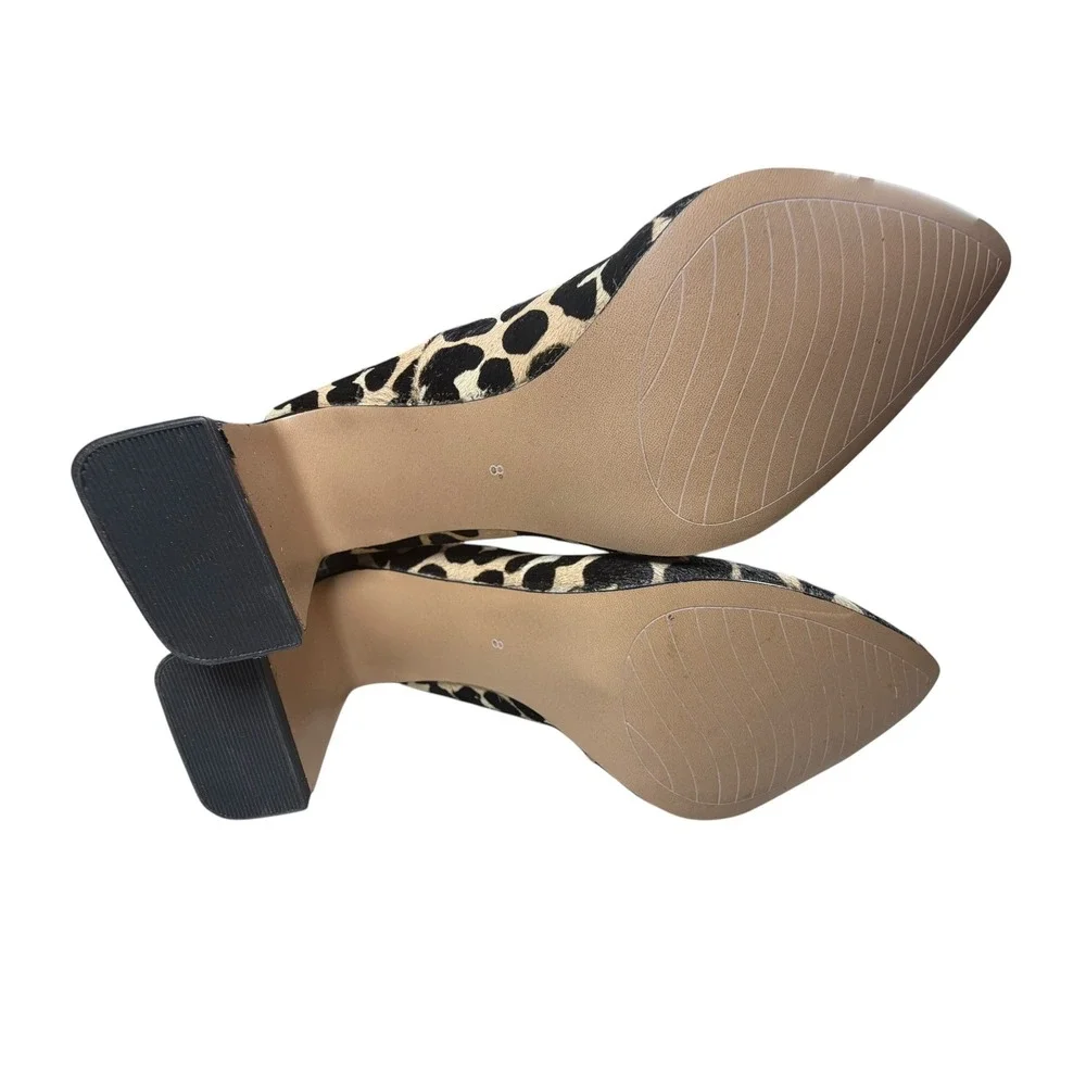 Legend Vibe Leopard‎ Print Calf Hair Block Heel Statement Pumps Women's 8 112953